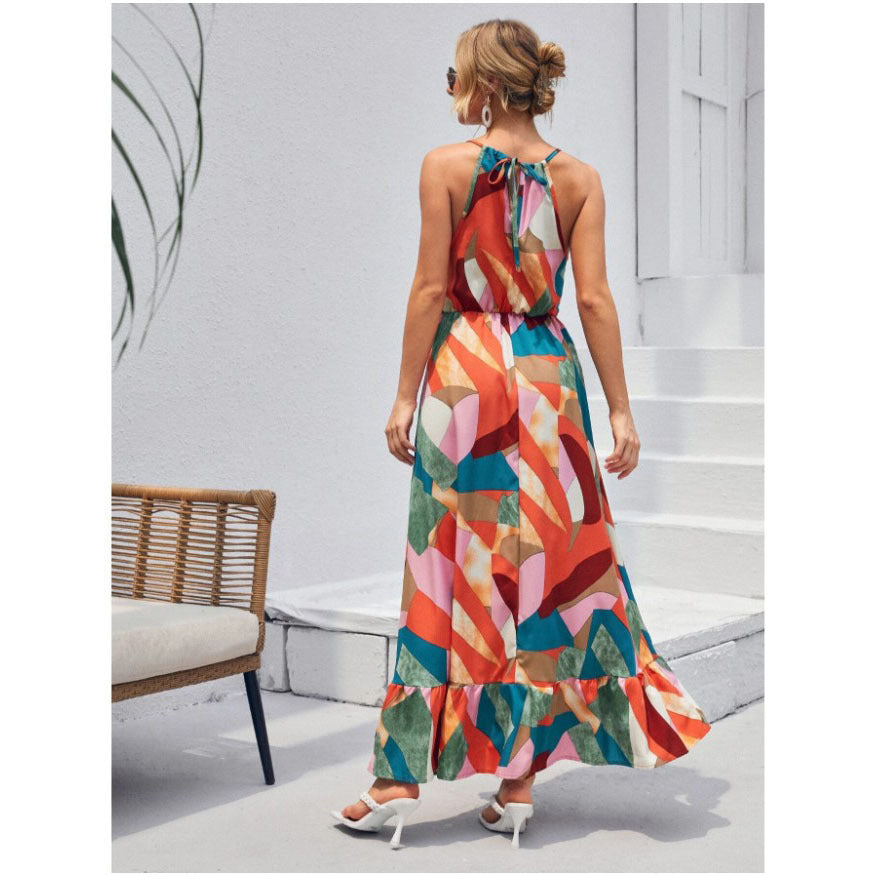 Robe à Volants Imprimée Tendance pour Femme