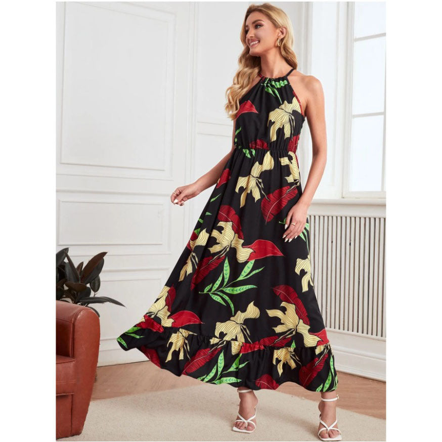 Robe à Volants Imprimée Tendance pour Femme