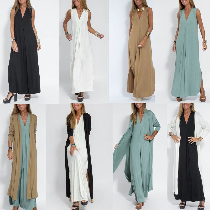 Ensemble Chic Femme – Robe & Long Gilet